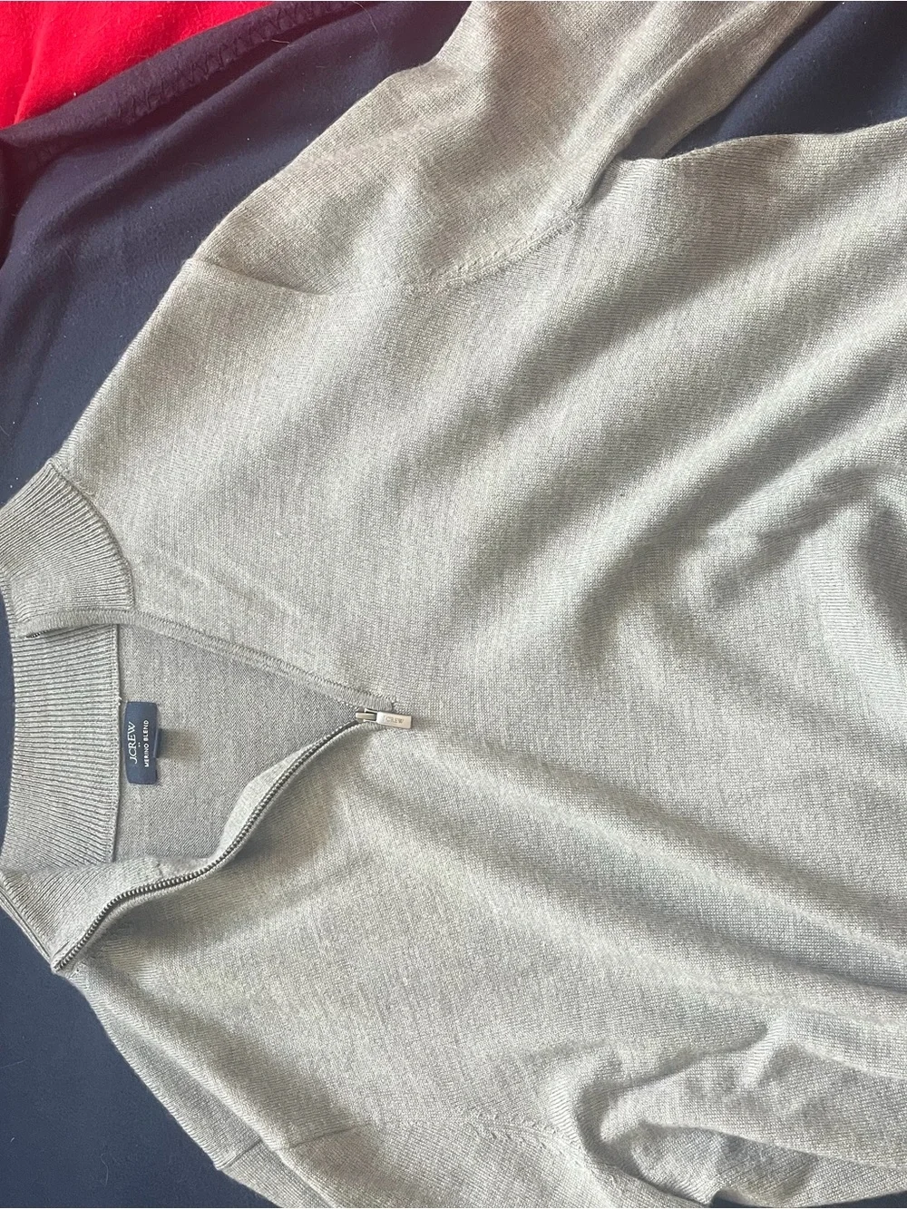 J Crew Men's Half-Zip Sweater in Light Gray